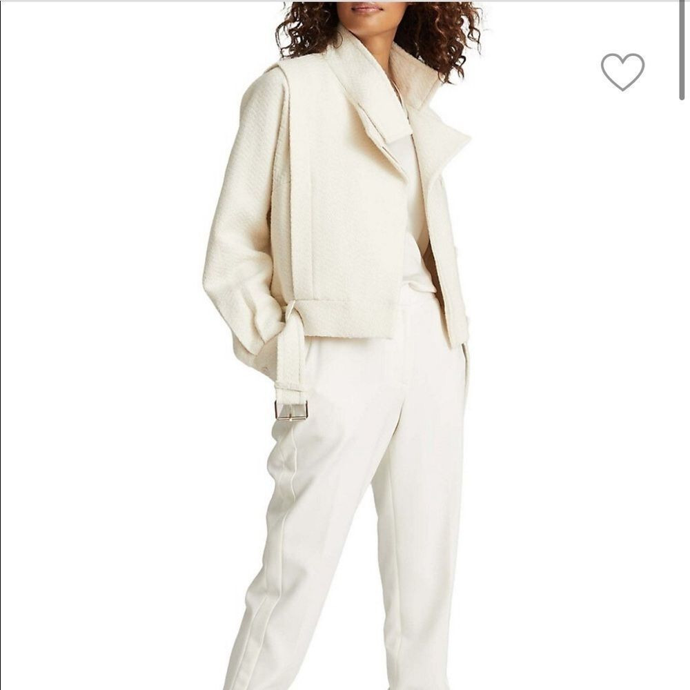 New Reiss Clara short biker jacket 10 ivory nwot